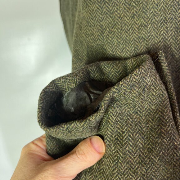 Banana Republic Factory Size 8 Herringbone Long Blazer Green Tweed Wool Blend - Picture 11 of 14